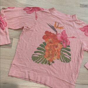 Wildfox Pink Tropical Floral Crewneck Sweatshirt